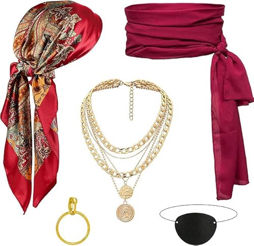 5pcs Piratenkostüm Damen,Piraten Kostüm Frauen,Karneval Kostüm Damen Pirat,Piraten Accessoires Set,Halskette Kostüm Piraten Stirnband Taillengürtel Pirat Piraten,Karneval Kostüm Damen Pirat (Style 1) 5pcs Piratenkostüm Damen,Piraten Kostüm Frauen,Karneval Kostüm Damen Pirat,Piraten Accessoires Set,Halskette Kostüm Piraten Stirnband Taillengürtel Pirat Piraten,Karneval Kostüm Damen Pirat (Style 1) von boocooberg