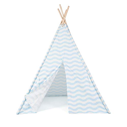boppi® Spielzelt für Draußen und Drinnen. Tragbares Indianerzelt für Kinder aus Holz und Zelttuch - Blau von boppi