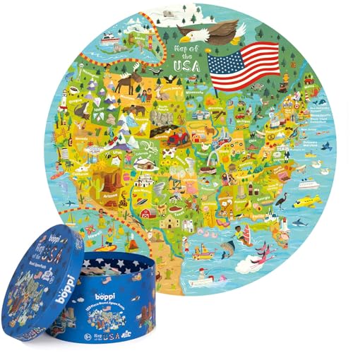 USA Landkarten-Puzzles – 150-teilige Landeskarte der USA-Puzzle für Kinder aus 100% recyceltem Karton – Puzzle der USA-Karte für Kinder, Lernressourcen – für Kinder ab 5 Jahren von boppi von boppi