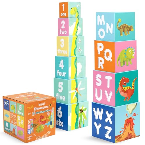 boppi Stapelwürfel Spielzeug mit Dinosaurier Buchstaben Zahlen, Montessori Würfel Stapelspielzeug ab 1 Jahr Stapelturm als Motorikspielzeug Stapelspiel ab 1 Jahr Buchstaben Würfel Set boppi Stapelwürfel Spielzeug mit Dinosaurier Buchstaben Zahlen, Montessori Würfel Stapelspielzeug ab 1 Jahr Stapelturm als Motorikspielzeug Stapelspiel ab 1 Jahr Buchstaben Würfel Set von boppi