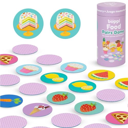boppi Paar-Memory-Spiel/Matching-Spiel für Kleinkinder – fesselndes pädagogisches Montessori-Gedächtnis-Matching-Spiel für Kinder ab 3 Jahren – Essen von boppi