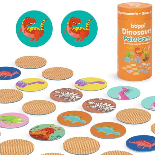 boppi Memory-Spiel/Zuordnungsspiel für Kleinkinder – Spannendes pädagogisches/Montessori-Memory-Zuordnungsspiel für Kinder ab 3 Jahren – Dinosaurier von boppi