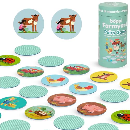 boppi Paare-Memory-Spiel/Matching-Spiel für Kleinkinder – spannendes Lern-/Montessori-Memory-Matching-Spiel für Kinder ab 3 Jahren – Bauernhof von boppi