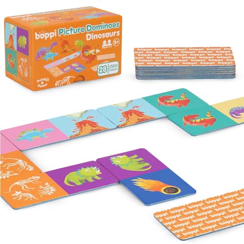 boppi Domino-Set, Bilderspiel für Kleinkinder – Buntes Domino Spiel mit Dinosaurier Motiven, Pädagogisches Spielzeug Domino für Kinder – Spiele für Kinder ab 3 Jahren boppi Domino-Set, Bilderspiel für Kleinkinder – Buntes Domino Spiel mit Dinosaurier Motiven, Pädagogisches Spielzeug Domino für Kinder – Spiele für Kinder ab 3 Jahren von boppi