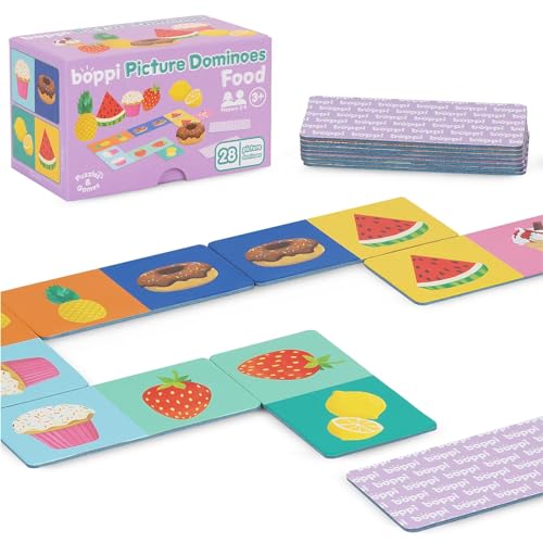 boppi Domino-Set, Bilderspiel für Kleinkinder – Buntes Domino Spiel mit Lebensmittel Motiven, Pädagogisches Spielzeug Domino für Kinder – Spiele für Kinder ab 3 Jahren boppi Domino-Set, Bilderspiel für Kleinkinder – Buntes Domino Spiel mit Lebensmittel Motiven, Pädagogisches Spielzeug Domino für Kinder – Spiele für Kinder ab 3 Jahren von boppi