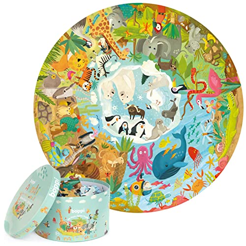 boppi Tiere auf der ganzen Welt Rundes Puzzle aus 100% recyceltem Karton, Dschungel, Wüste, Ozean und Waldtiere 150 Teile für Kinder 3 4 5 6 7 8 Jahre, 58cm Durchmesser boppi Tiere auf der ganzen Welt Rundes Puzzle aus 100% recyceltem Karton, Dschungel, Wüste, Ozean und Waldtiere 150 Teile für Kinder 3 4 5 6 7 8 Jahre, 58cm Durchmesser von boppi