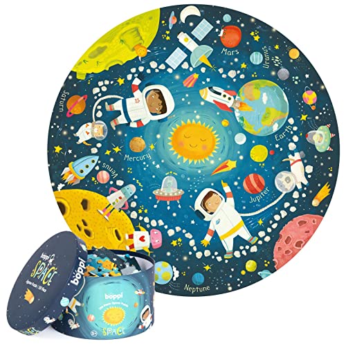 boppi Weltraum Jigsaw Puzzle aus 100% recyceltem Karton, Solar System Astronauten 150 Teile für Kinder 3 4 5 6 7 8 Jahre, 58cm Durchmesser von boppi