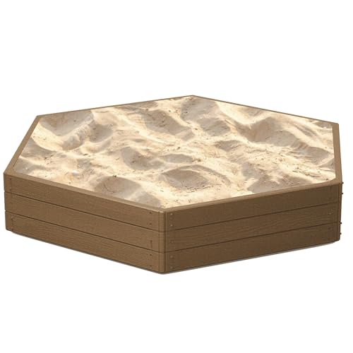 Sandkasten Sandkiste Kunststoff Garten Holzimitat 148x129x25 cm Outdoor Spielzeug Kinder DIY Sandkasten Bausatz braun einfache Montage -perfekt für Frühling und Sommer von botle