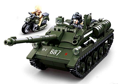 Sluban SL95558, WWII - Alliierter Jagdpanzer(335 Teile)[M38-B0687], Spielset, Klemmbausteine, Soldaten, mit Spielfigur, Army WWII, Multi Color von Sluban