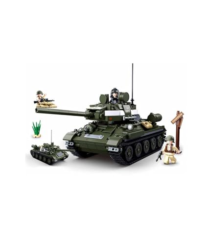 Sluban Klemmbausteine SL95560, WWII - Mittlerer All. Panzer M38-B0689, Spielset, Klemmbausteine, Soldaten, mit Spielfigur, Army WWII Multi Color von Sluban