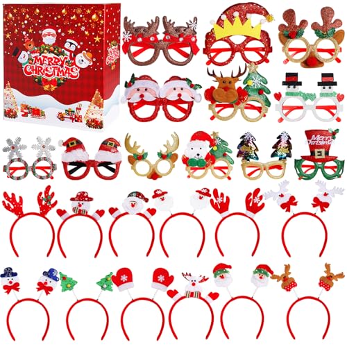 boveeny Weihnachtsbrillenrahmen Stirnbänder Set – Kinder-Weihnachts-Kopfschmuck und Brillen-Requisite boveeny Weihnachtsbrillenrahmen Stirnbänder Set – Kinder-Weihnachts-Kopfschmuck und Brillen-Requisite von boveeny