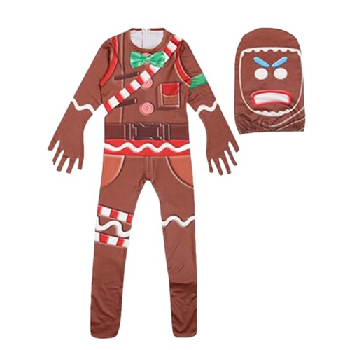 Brakverla Lebkuchenmann-Kostüm für Kinder, Halloween-Kostüme für Kinder, Cosplay mit Maske für Party, Halloween, Weihnachten Brakverla Lebkuchenmann-Kostüm für Kinder, Halloween-Kostüme für Kinder, Cosplay mit Maske für Party, Halloween, Weihnachten von brakverla