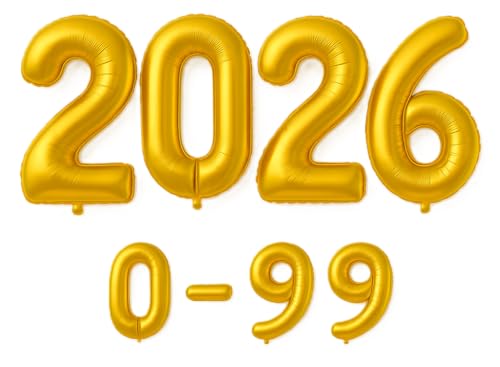 Folienballon Zahlen Nummern in gold, 80 cm großer Ballon mit Luftröhrchen, Perfekt für Geburtstag, Jubiläum, Party & Events, auch mit Helium nutzbar, Zahlenballons Deko (2026) von brand promotion