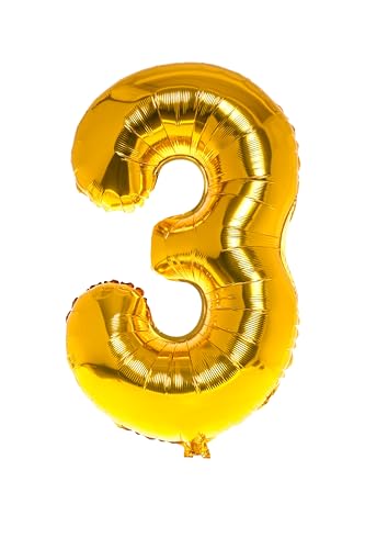 Hochwertiger Folienballon Zahl 3 in Gold | 80 cm großer Ballon mit Luftröhrchen | Perfekt für Geburtstag, Jubiläum, Party & Events | Auch mit Helium nutzbar | Goldfarbene Zahlenballons Deko Hochwertiger Folienballon Zahl 3 in Gold | 80 cm großer Ballon mit Luftröhrchen | Perfekt für Geburtstag, Jubiläum, Party & Events | Auch mit Helium nutzbar | Goldfarbene Zahlenballons Deko von brand promotion