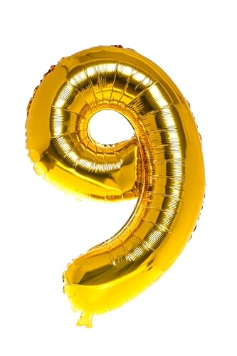 Hochwertiger Folienballon Zahl 9 in Gold | 80 cm großer Ballon mit Luftröhrchen | Perfekt für Geburtstag, Jubiläum, Party & Events | Auch mit Helium nutzbar | Goldfarbene Zahlenballons Deko Hochwertiger Folienballon Zahl 9 in Gold | 80 cm großer Ballon mit Luftröhrchen | Perfekt für Geburtstag, Jubiläum, Party & Events | Auch mit Helium nutzbar | Goldfarbene Zahlenballons Deko von brand promotion
