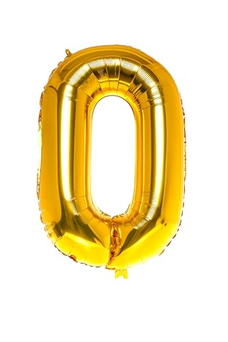 Folienballon Zahlen Nummern in gold, 80 cm großer Ballon mit Luftröhrchen, Perfekt für Geburtstag, Jubiläum, Party & Events, auch mit Helium nutzbar, Zahlenballons Deko (Zahl 0, 1, Stück) von brand promotion