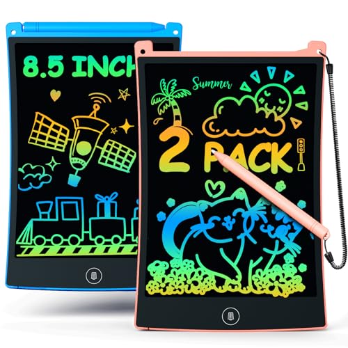 Bravokids LCD Schreibtafel Kinder Spielzeug,8.5 Zoll Zaubertafel für Kids,Geschenke für 3 4 5 6 7 Jahre alte Mädchen Jungen,Buntes Doodle Busy Board,Mit Abschließbar Löschen Taste (blau+pink) von bravokids