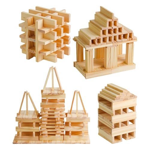 100 -köpfige Holzbausteine ​​- Natürliches Holzbauspielzeug, Bildungsinstrumente Zur Entwicklung Von Kreativität Und Fokus | Bauspielzeug Für Kinder, Gestapelte Spielsets Für Kindergärten Und Heimlern von brooksnaji