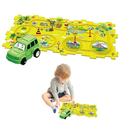 Kids Puzzle Rail Car Set - Kinder Puzzle Racer Auto Track Set, Interaktiver Rennspur Puzzle | Interactive Rail Car Kit Für Kinder, Leuchtende Farben Bildungsgeschäfte Spielzeug Für Festivals Jubiläen von brooksnaji