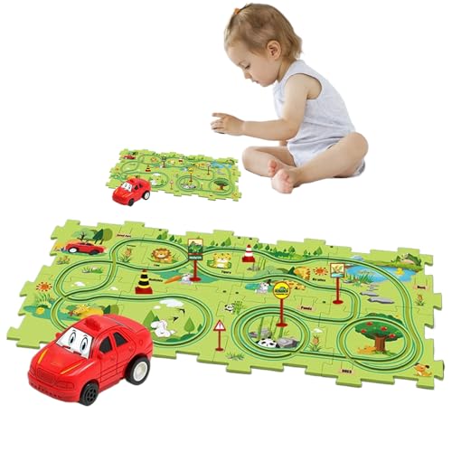 Kids Puzzle Rail Car Set - Kinder Puzzle Racer Auto Track Set, Interaktiver Rennspur Puzzle | Interactive Rail Car Kit Für Kinder, Leuchtende Farben Bildungsgeschäfte Spielzeug Für Festivals Jubiläen von brooksnaji
