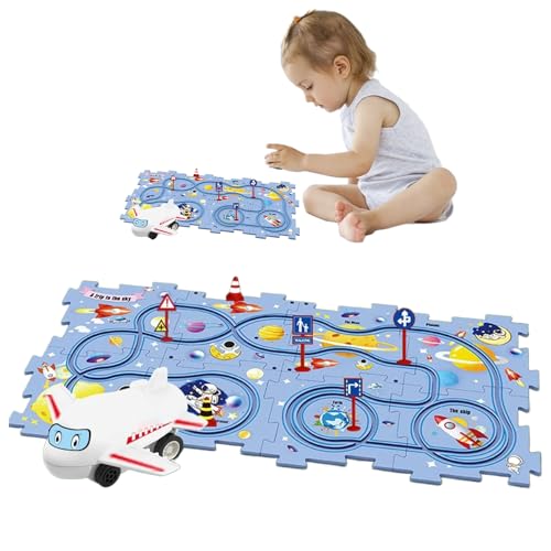 Kids Puzzle Rail Car Set - Schienenwagen -Puzzle -Strecke, Interactive Rail Car Kit | Kids Rail Car Puzzle Track Set, Leuchtende Farben Bildungsgeschäfte Rennspielzeug Für Festivals Jubiläen Geburtsta von brooksnaji