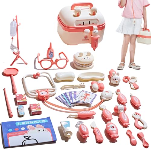 Kinderarztspiel -Set - Koffer -geformtes Kinderarzt Set, Multifunktional Sound & Light Play Medical Set | Ein Perfektes Rollenspielspielzeug Für Geburtstagsgeschenke, Authentisches Medizinisches Spiel von brooksnaji