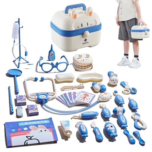 Kinderarztspiel -Set - Koffer -geformtes Kinderarzt Set, Multifunktional Sound & Light Play Medical Set | Ein Perfektes Rollenspielspielzeug Für Geburtstagsgeschenke, Authentisches Medizinisches Spiel von brooksnaji