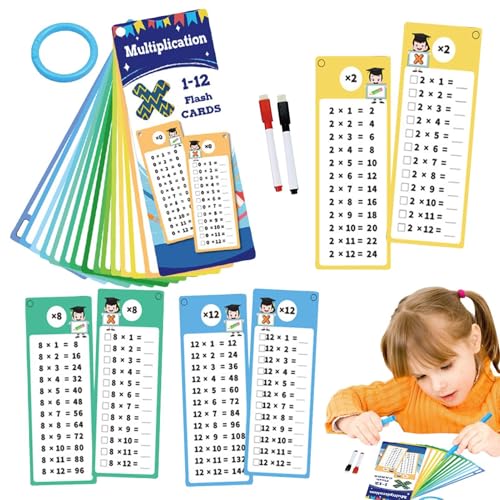 Multiplikation Flash Card for Kids - Interaktive doppelseitige Lernkarten, mit zwei Gummistiften und einem Spielzeug, das immer und immer verwendet werden kann | Multiple Trainingsmaterialien von brooksnaji