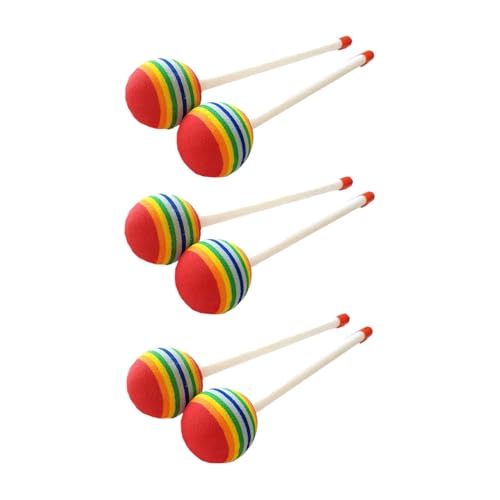 Toddler Drum Sticks – bunte Filzdrumsticks, 6 Stück Marimba Play Sticks | Lollipop Felt Drum Stick, Soft Cool Drumsticks Marimba Mallets Glockenspiel Sticks für Music Teache von brooksnaji