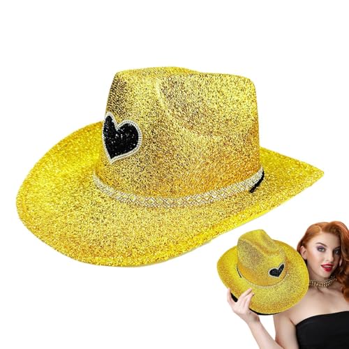brooksnaji Cowgirl Hut Glitter, Cowgirl Hats Women,Western Wide Bim Cowgirl Hat Disco - Kostümaccessoires, Anziehung Party Kopfbedeckung, Cosplay -Requisiten für Männer Frauen brooksnaji Cowgirl Hut Glitter, Cowgirl Hats Women,Western Wide Bim Cowgirl Hat Disco - Kostümaccessoires, Anziehung Party Kopfbedeckung, Cosplay -Requisiten für Männer Frauen von brooksnaji