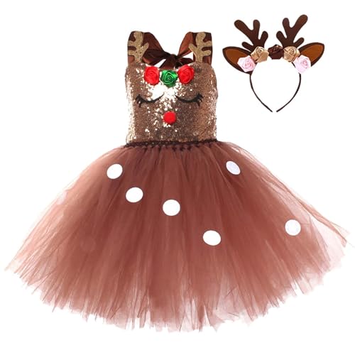 Elch Kostüm Kleid - Weihnachts Tutu Tanzrock - Weihnachten Rollenspiele Maskerade Party Requisiten Tanzkostüm für Weihnachten Party Mädchen von brooksnaji