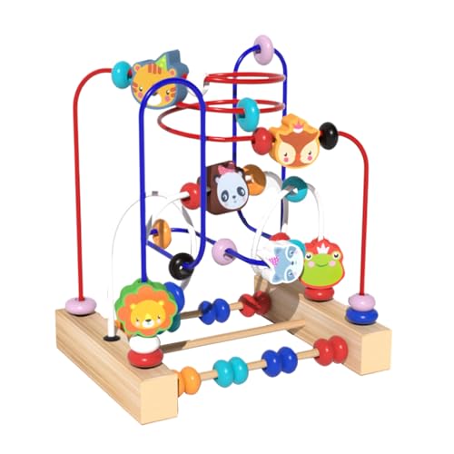 brooksnaji Perlenrollen Untersetzerlabyrinth, hölzerne Perlenlabyrinth Toy - Sortieren von Farbpuzzle Aktivität Tracks Animal | Tragbare Vorschulbildung Bildungsperlenspielzeug für Kinder Mädchen von brooksnaji