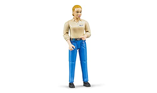 bruder 60408 - Frau mit hellem Hauttyp & Blauer Hose - 1:16 Spielzeugfigur, Bäuerin, Landwirtin, Bauernhof, Mensch von bruder