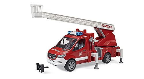 bruder 02673 - Mercedes-Benz Sprinter Feuerwehr mit Drehleiter Pumpe und Light & Sound Modul bworld Einsatzfahrzeug Einsatz-Wagen Feuerwehrauto Löschfahrzeug Feuerwehrmann 1:16 von bruder