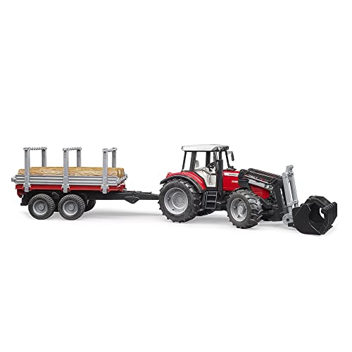 bruder 02046 - Massey Ferguson 7480 mit Frontlader, Holztransportanhänger, 3 Baumstämmen - 1:16 Traktor Trecker Schlepper Transportanhänger Tieflader Landwirtschaft Bauernhof Spielzeug bruder 02046 - Massey Ferguson 7480 mit Frontlader, Holztransportanhänger, 3 Baumstämmen - 1:16 Traktor Trecker Schlepper Transportanhänger Tieflader Landwirtschaft Bauernhof Spielzeug von bruder