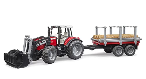 bruder 02046 - Massey Ferguson 7480 mit Frontlader, Holztransportanhänger, 3 Baumstämmen - 1:16 Traktor Trecker Schlepper Transportanhänger Tieflader Landwirtschaft Bauernhof Spielzeug bruder 02046 - Massey Ferguson 7480 mit Frontlader, Holztransportanhänger, 3 Baumstämmen - 1:16 Traktor Trecker Schlepper Transportanhänger Tieflader Landwirtschaft Bauernhof Spielzeug von bruder