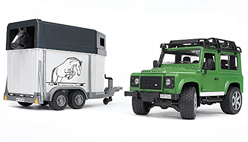 bruder 02592 - Land Rover Defender mit Pferdeanhänger & 1 Pferd - 1:16 Pick-up Geländewagen Jeep Hengst Spielzeug Offroad-Fahrzeug Reiterhof Pferdehof Bauernhof Zubehör bruder 02592 - Land Rover Defender mit Pferdeanhänger & 1 Pferd - 1:16 Pick-up Geländewagen Jeep Hengst Spielzeug Offroad-Fahrzeug Reiterhof Pferdehof Bauernhof Zubehör von bruder