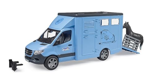bruder 02674 - Mercedes Benz Sprinter Tiertransporter mit 1 Pferd - 1:16 Fahrzeuge, Bauernhof, Landwirtschaft, Pferdehof, Reitzubehör, Pferdestall, Pferdeanhänger, bworld, Spielzeug von bruder