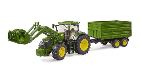 bruder 03155 - John Deere 7R 350 mit Frontlader und Tandemachstransportanhänger - 1:16 Fahrzeug, Traktor, Bulldog, Schlepper, Trecker, Landwirtschaft, Bauernhof, Anhänger, Kipper, bworld, Spielzeug bruder 03155 - John Deere 7R 350 mit Frontlader und Tandemachstransportanhänger - 1:16 Fahrzeug, Traktor, Bulldog, Schlepper, Trecker, Landwirtschaft, Bauernhof, Anhänger, Kipper, bworld, Spielzeug von bruder