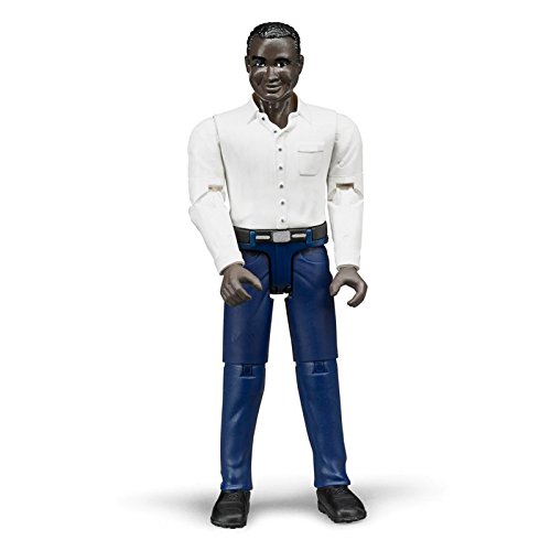 Bruder 60004 Minifigur-bworld Mann mit dunklem Hauttyp und dunkelblauer Hose, Mehrfarbig von bruder