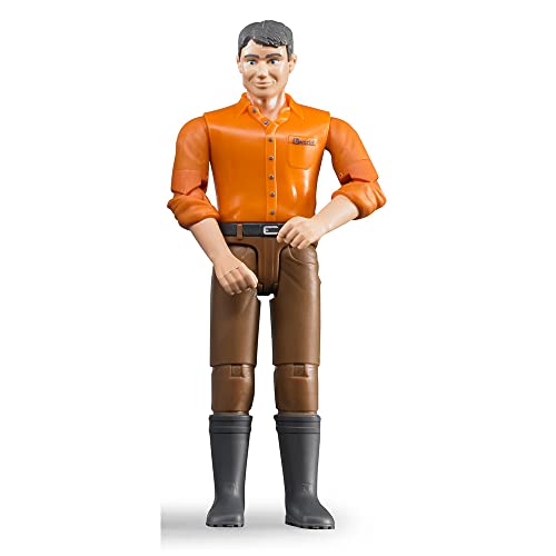 bruder 60007 - Bworld Mann mit hellem Hauttyp und brauner Hose - 1:16 Spielzeug-Figur Bauer Landwirt Bauernhof Mensch von bruder