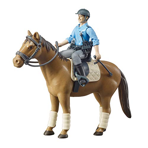 bruder 62507 - Pferd mit Polizisten, REIT- & Polizeiausrüstung - 1:16 Spielzeug-Figur Tier Polizeistation von bruder