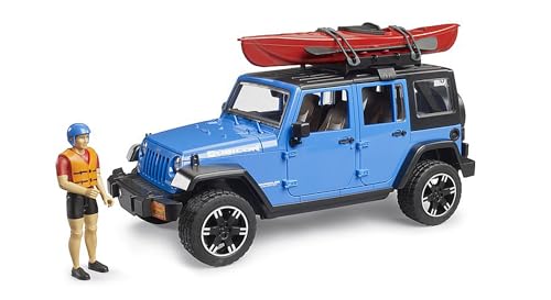 bruder 02529 - Jeep Wrangler Rubicon Unlimited mit Kajak & Figur - 1:16, Offroad Fahrzeug, Geländewagen, Auto, Spielzeug ab 4 Jahre von bruder