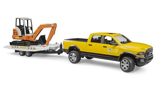 bruder Power Wagon RAM 2500 Rental Service mit Anhänger und Minibagger 40cm von bruder