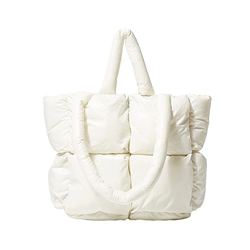 budiniao Kissentasche, leicht und bequem, praktisch gepolstert, stilvoll, Farbauswahl, große Kapazität, Puffer Einkaufstasche, Umhängetasche, Weiß von budiniao