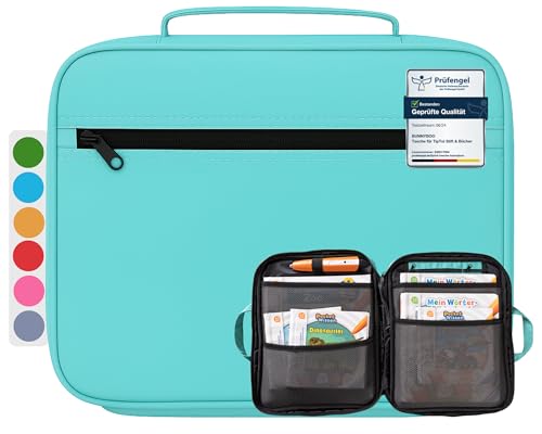bunnyboo TipToi Tasche - [DAS ORIGINAL] - Platz für bis zu 8 Bücher - mit Einsatz für Tiptoi Stift, TipToi Kabel und Batteriefach - Tasche für TipToi Stift gehört in jedes Starterset TipToi (Türkis) von bunnyboo