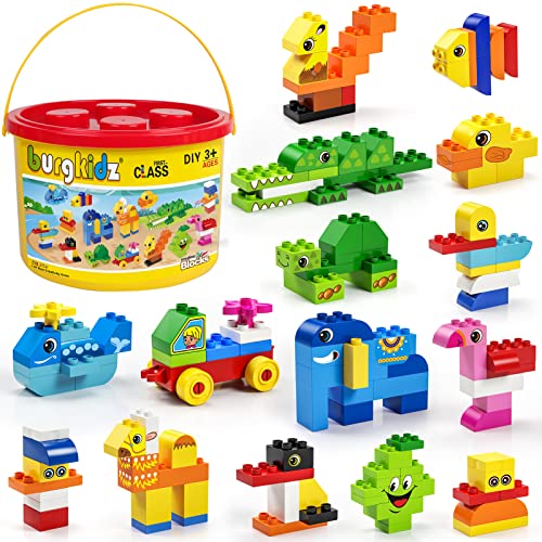 burgkidz Classic Große kreative Bausteine-Box, 135-teilig Bunte Bauklötze zum Bauen von 15 Figuren und Tieren, Bauspielzeug & Konstruktionsspielzeug für Kleinkinder ab 2 Jahren burgkidz Classic Große kreative Bausteine-Box, 135-teilig Bunte Bauklötze zum Bauen von 15 Figuren und Tieren, Bauspielzeug & Konstruktionsspielzeug für Kleinkinder ab 2 Jahren von burgkidz