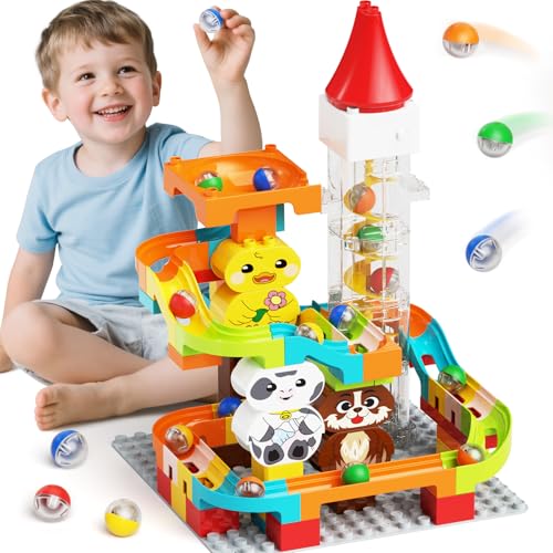 burgkidz Murmelbahn Bauklötze, Motorisierter Aufzug Kugelbahnen mit Niedlichem Tier Konstruktionsspielzeug, 4-in-1 Konfiguration Murmellabyrinth Set, Geschenk für Kinder von 3-7 Jahren, 92 teiliges burgkidz Murmelbahn Bauklötze, Motorisierter Aufzug Kugelbahnen mit Niedlichem Tier Konstruktionsspielzeug, 4-in-1 Konfiguration Murmellabyrinth Set, Geschenk für Kinder von 3-7 Jahren, 92 teiliges von burgkidz