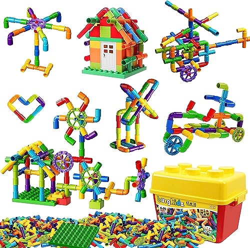 burgkidz Pipe Tube Toys, 188 Stück Klassische Bausteine Zusammenbau Steckbausteine Spielzeug mit Rädern und Grundplatte für Kinder, Geschenk für kreative Lernerziehung für Jungen und Mädchen burgkidz Pipe Tube Toys, 188 Stück Klassische Bausteine Zusammenbau Steckbausteine Spielzeug mit Rädern und Grundplatte für Kinder, Geschenk für kreative Lernerziehung für Jungen und Mädchen von burgkidz