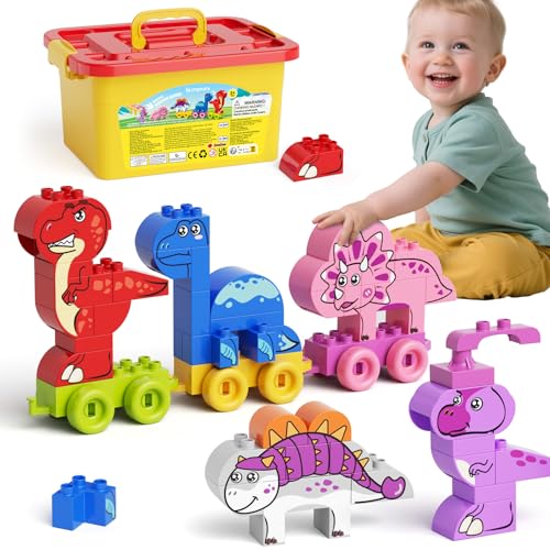 burgmate Dinosaurier Bauklötze Zug Set für Kinder, 57 teiliges große Kreative Bausteine zum Bauen 5 Dino Tierfiguren und 3 Rädern, Lernspielzeug Geburtstagsgeschenk für Jungen Mädchen ab 3+ Jahren burgmate Dinosaurier Bauklötze Zug Set für Kinder, 57 teiliges große Kreative Bausteine zum Bauen 5 Dino Tierfiguren und 3 Rädern, Lernspielzeug Geburtstagsgeschenk für Jungen Mädchen ab 3+ Jahren von burgmate